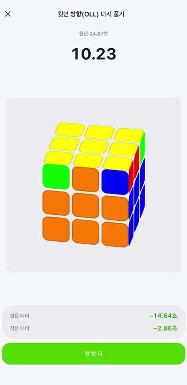 Re-solving an OLL segment and comparing it with previous times